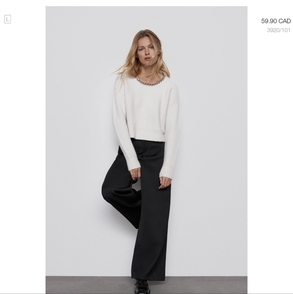Zara white sweater with chain detail - Picture 2 of 2